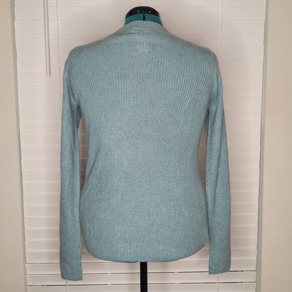 Ann Taylor Loft Blue Floral Appliqué Embroidered Sweater Puff Sleeve Small NWT - Picture 3 of 8